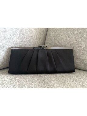 Jacqueline Ferrar Black Satin Cocktail Handbag.